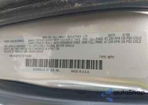 2006 Subaru Baja Sport from USA, damaged, VIN 4S4BT62C167100758